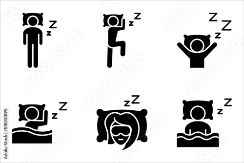 Sleep icon. set of sleeping poses Simple sleep icon for social media, app, and web design. vector illustration on white background