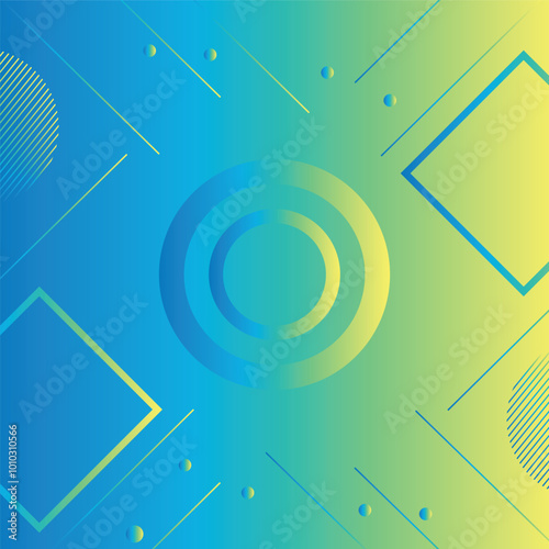 Blue and Yellow geometric circle shapes Gradient Abstract background with dynamic effect.