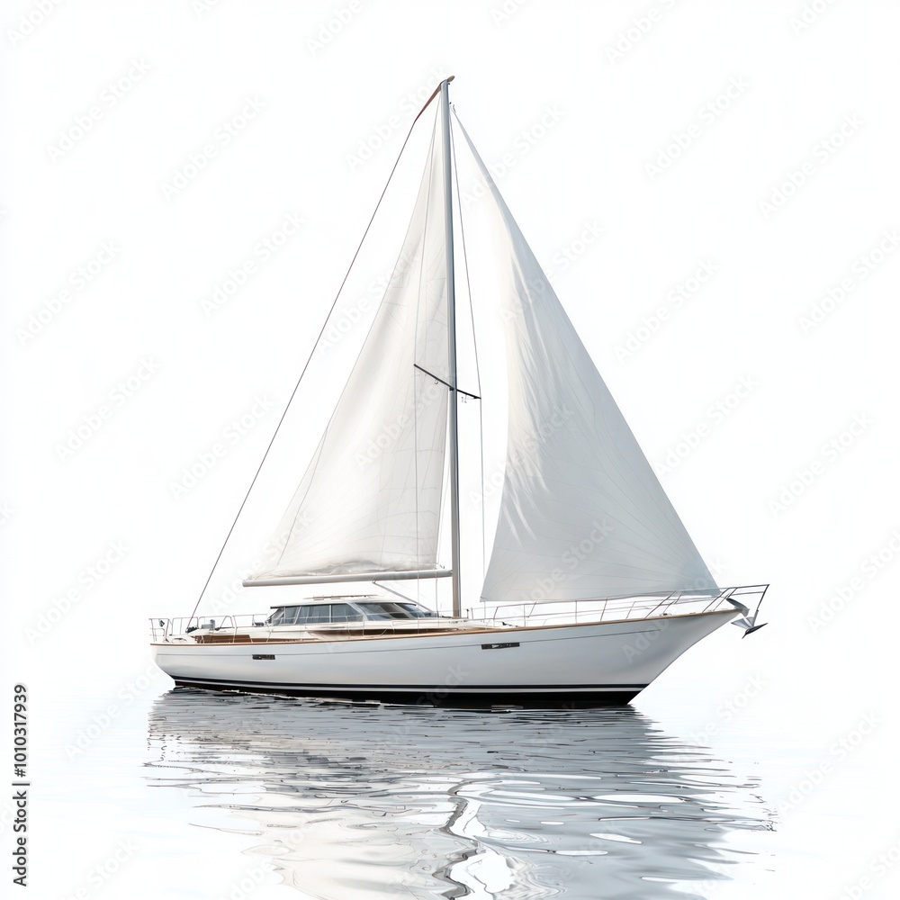 Yacht sailing on open water with luxury features. isolated on white background. Yacht sailing on open water with luxury features. isolated on white background.