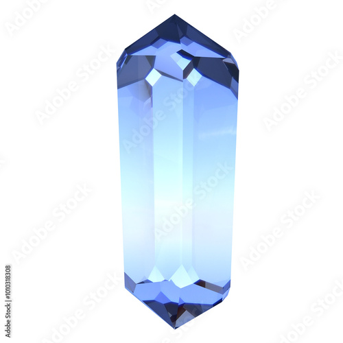 青　水晶　結晶　イラスト　3dレンダリング画像