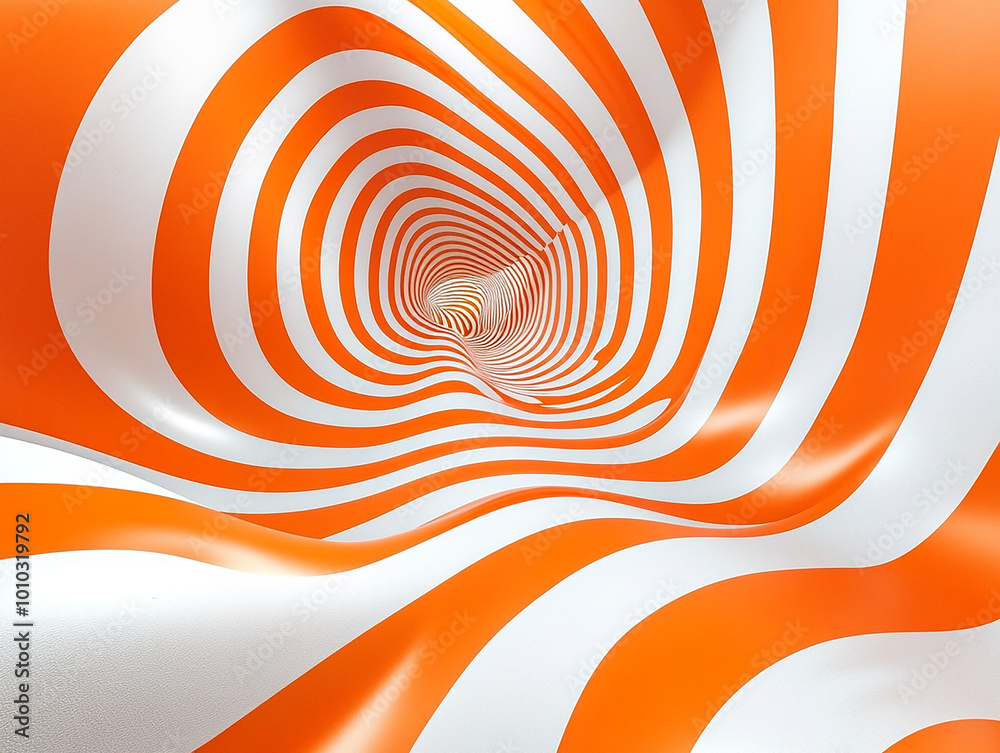 Torus 3D optical illusion raster illustration. Hypnotic white and orange tube image. Contrast twisting loops, stripes ornament. Endless effect psychedelic pattern Torus 3D optical illusion raster illustration. Hypnotic white and orange tube image. Contrast twisting loops, stripes ornament. Endless effect psychedelic pattern