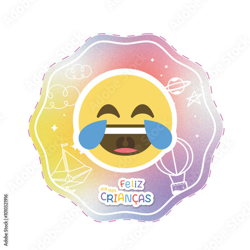 Card dia das crianças - emoji sorrindo