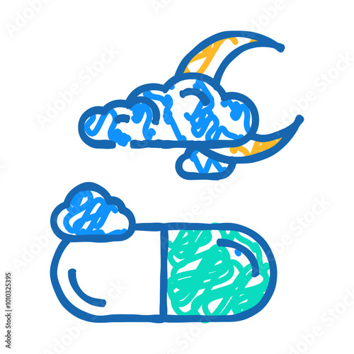 sedatives medicines pharmacy doodle icon sketch vector. sedatives medicines pharmacy sign. isolated symbol illustration