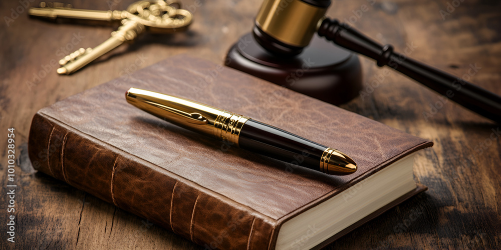 Legal Gavel and Fountain Pen on Old Law Books Legal Gavel and Fountain Pen on Old Law Books