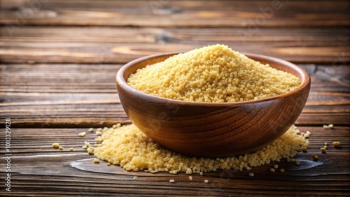 Farofa in bowl on a wooden table , Brazilian cuisine, traditional food, crunchy texture, savory, side dish