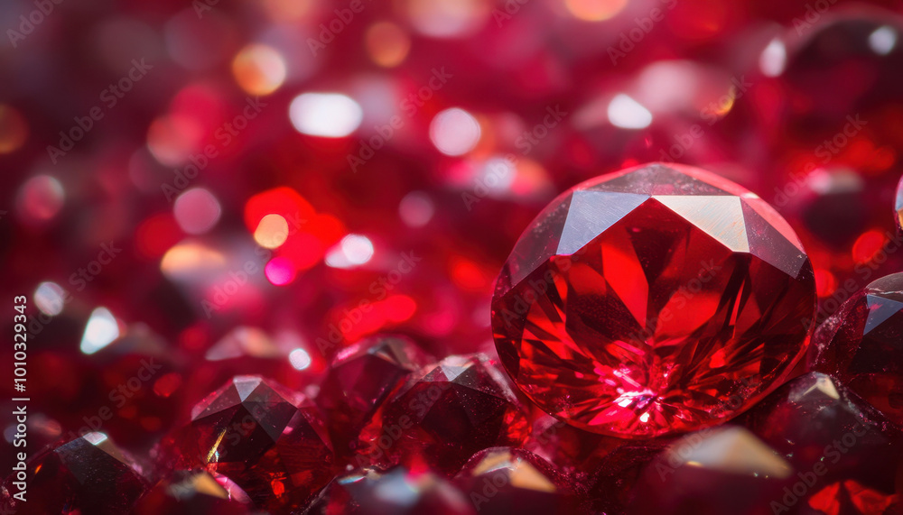 Close-up of vibrant red gemstones reflecting light, creating an elegant and luxurious atmosphere with their radiant sparkle and rich color tones. Close-up of vibrant red gemstones reflecting light, creating an elegant and luxurious atmosphere with their radiant sparkle and rich color tones.