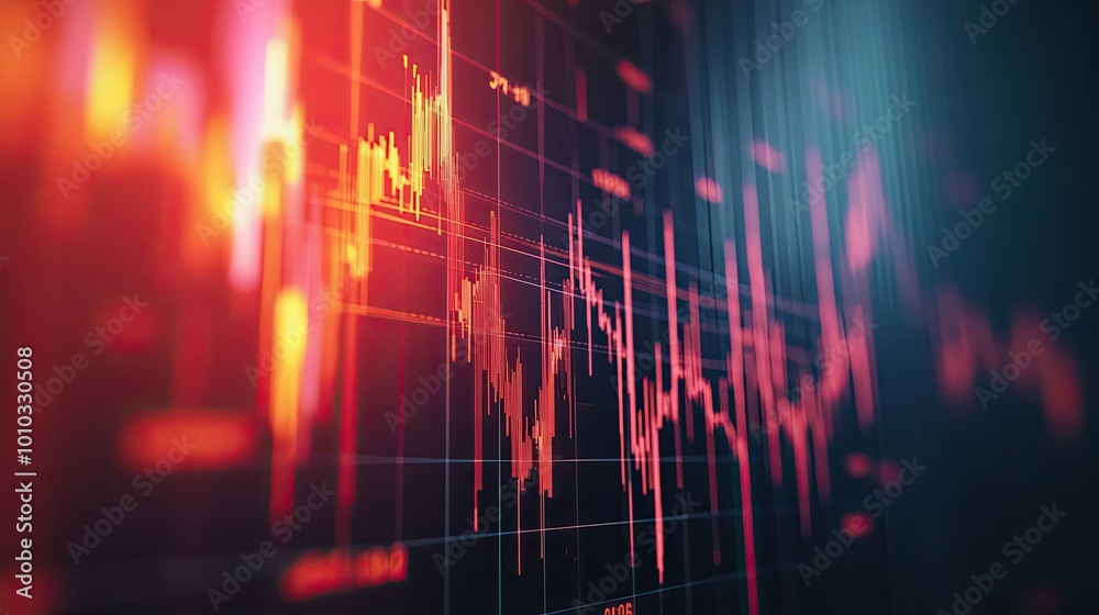 Red and Blue Stock Market Chart Displayed on a Screen Red and Blue Stock Market Chart Displayed on a Screen
