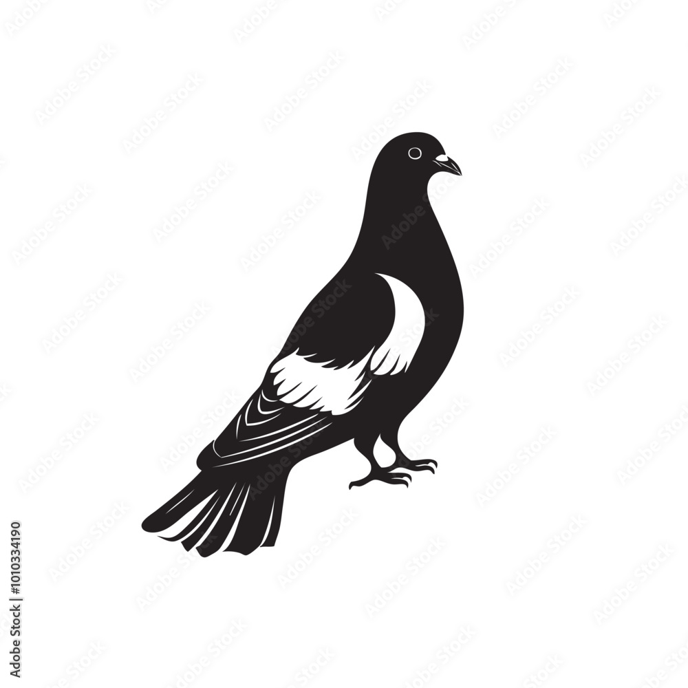 Fototapeta premium Vector pigeon silhouette icon on white