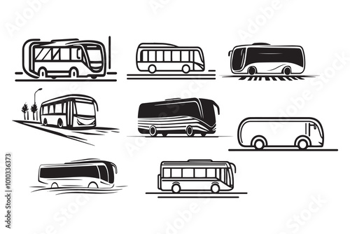 Travel bus logo line template.