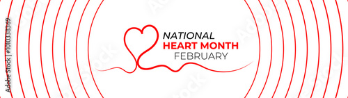 National Heart month is observed every year in February, to adopt healthy lifestyles to prevent heart disease (CVD). awareness month. banner, cover, poster, flyer, card. Vector illustration