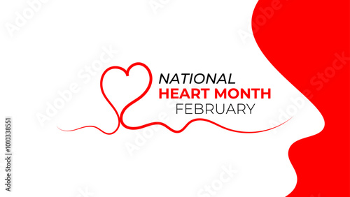 National Heart month is observed every year in February, to adopt healthy lifestyles to prevent heart disease (CVD). awareness month. banner, cover, poster, flyer, card. Vector illustration