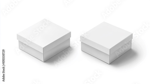 Set of two blank paper boxes isolated on white background