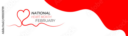 National Heart month is observed every year in February, to adopt healthy lifestyles to prevent heart disease (CVD). awareness month. banner, cover, poster, flyer, card. Vector illustration