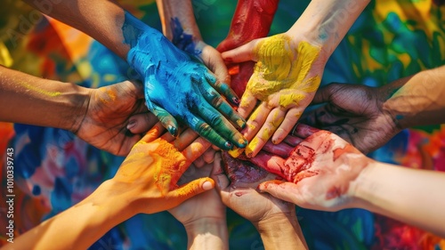 Picture symbolized diversity of people in community represent diverse gender and equality. Rainbow color symbolized freedom in lifestyle and teamwork. Concept of living with rights and pride. AIG53.