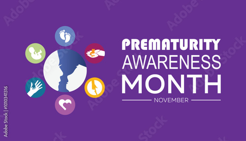 Prematurity Awareness Month is observed every year on November. Medical Healthcare Awareness concept. background, placard, banner template Vector illustration design.