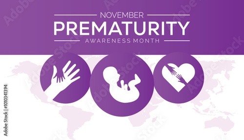 Prematurity Awareness Month is observed every year on November. Medical Healthcare Awareness concept. background, placard, banner template Vector illustration design.