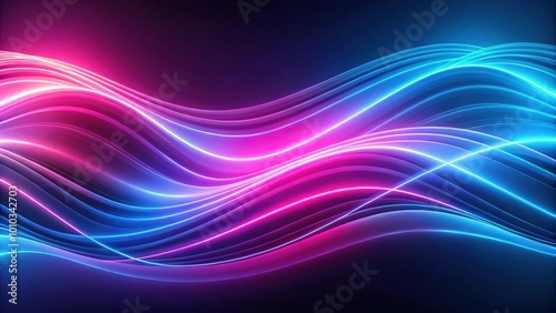 Abstract render background with pink and blue neon light, glowing wavy lines and curvy shapes, abstract, render