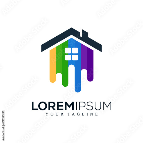 Abstract paint house logo design photo