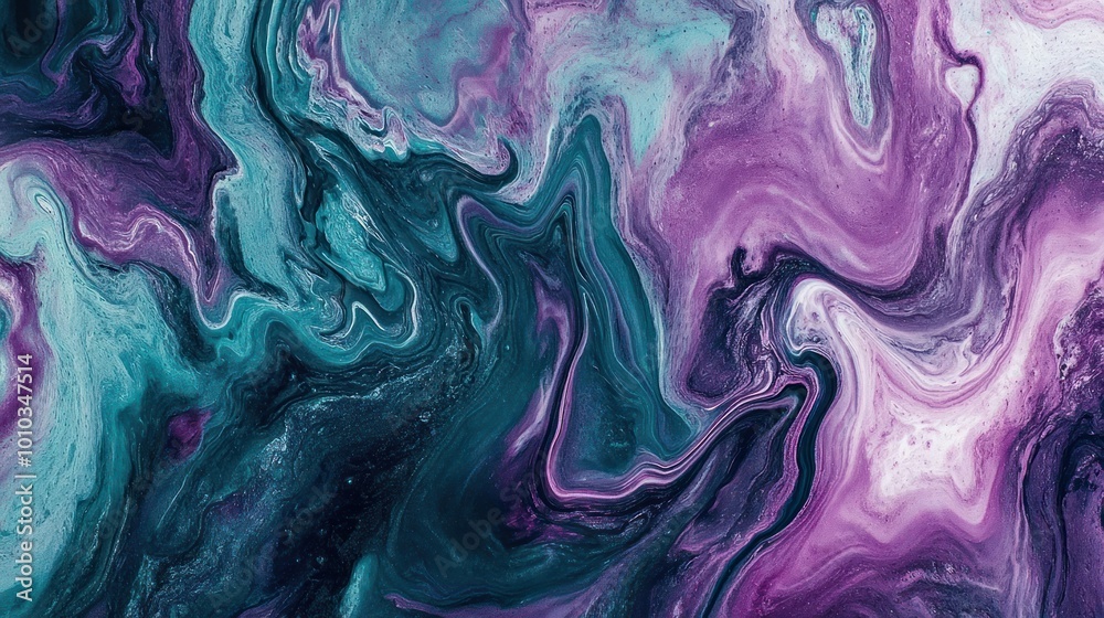 Abstract background with purple and teal swirls.
