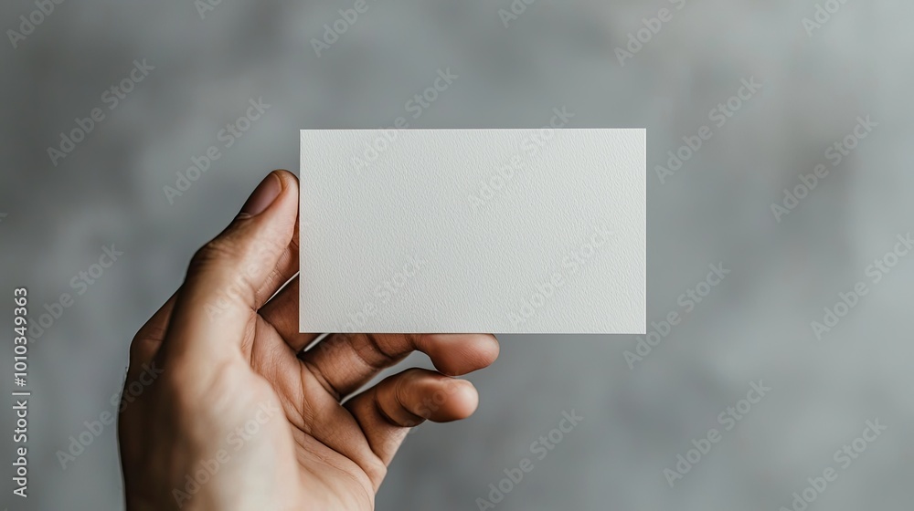 A Hand Holding a Blank White Card with a Textured Surface A Hand Holding a Blank White Card with a Textured Surface