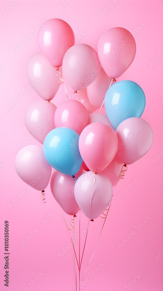Pink and Blue Balloons Party Decoration Birthday Celebration Festive Colorful Backgro Pink and Blue Balloons Party Decoration Birthday Celebration Festive Colorful Backgro