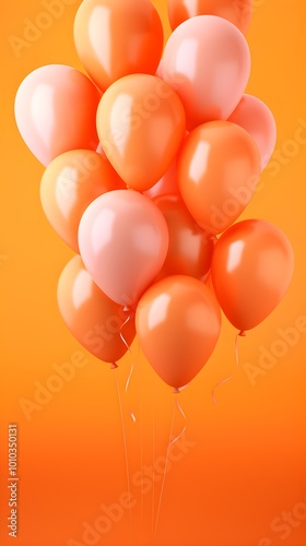 Wallpaper Mural Orange and Peach Balloons Floating on a Solid Orange Background Torontodigital.ca