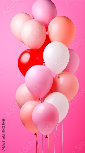 Colorful Balloons Pink Background Party Decoration Celebration Festive