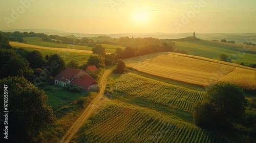 Aerial view of a rural landscape featuring logistic park  photo