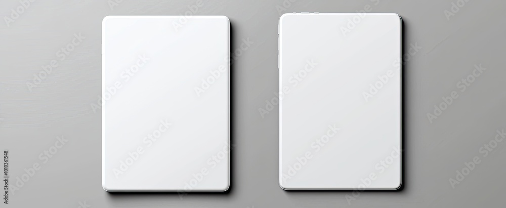 Two White Smartphones on a Gray Surface Two White Smartphones on a Gray Surface
