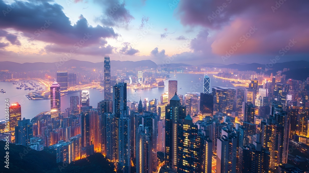 Obraz premium Hong Kong Skyline at Twilight