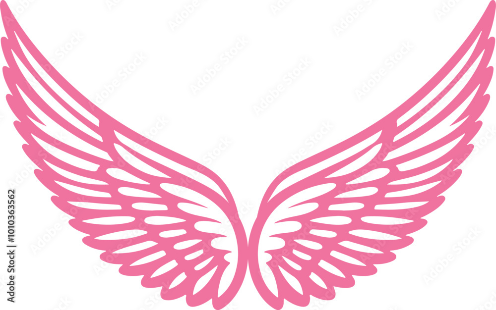 Fototapeta premium pink angel wing icon vector art illustration