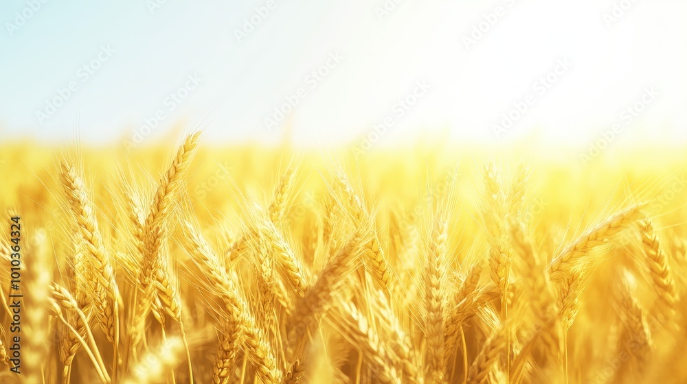 Golden Wheat Field Under Sunny Sky Golden Wheat Field Under Sunny Sky