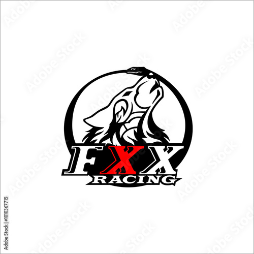 Wolf logo with FXX Racing writing. Can be used as graphic design photo