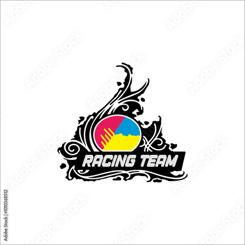 Tribal flower decorated with racing team writing. Can be used as graphic design photo