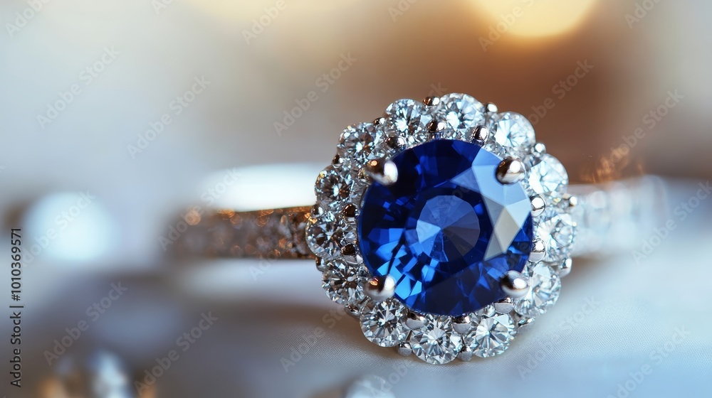 Sapphire Engagement Ring with Diamond Halo Sapphire Engagement Ring with Diamond Halo
