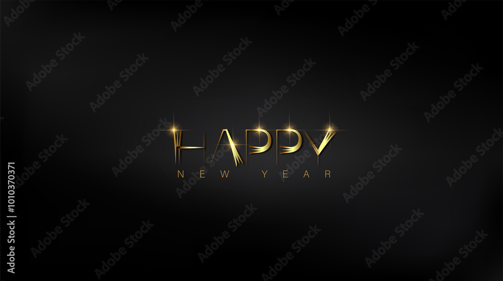 Obraz premium Festive Happy New Year lettering on a black background, represents the excitement and optimism of the new year ahead
