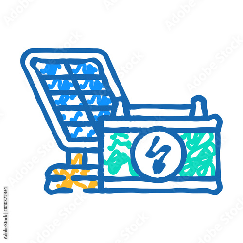 battery solar panel doodle icon sketch vector. battery solar panel sign. isolated symbol illustration