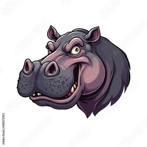 hippopotamus head cartoon vector illustration on white background photo