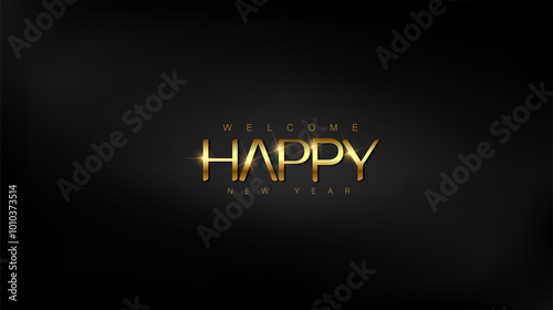 Festive Happy New Year lettering on a black background, represents the excitement and optimism of the new year ahead