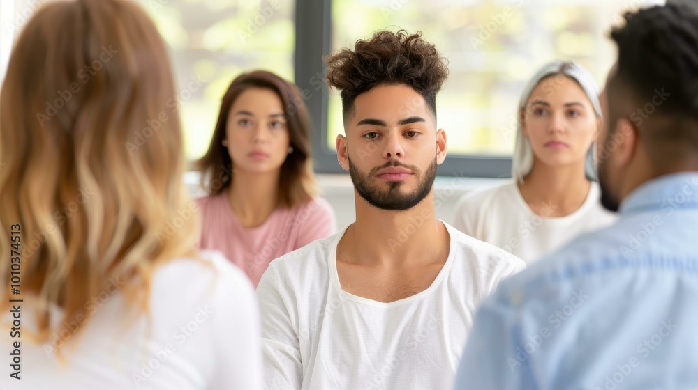 A diverse group engages in counseling, sharing stories and supporting each other in their journey towards healing. A diverse group engages in counseling, sharing stories and supporting each other in their journey towards healing.