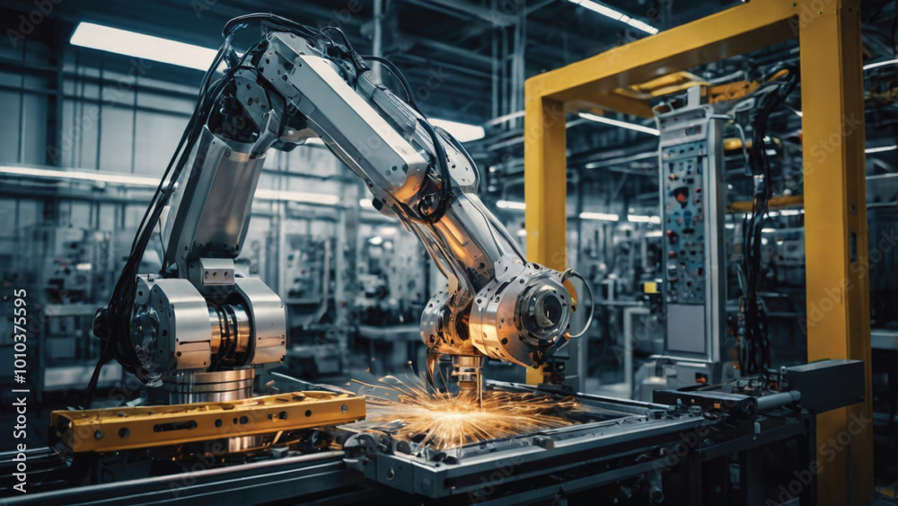 Advanced Robotic Arm Engaging in Precision Welding Process Advanced Robotic Arm Engaging in Precision Welding Process