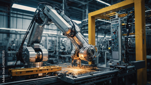 Advanced Robotic Arm Engaging in Precision Welding Process