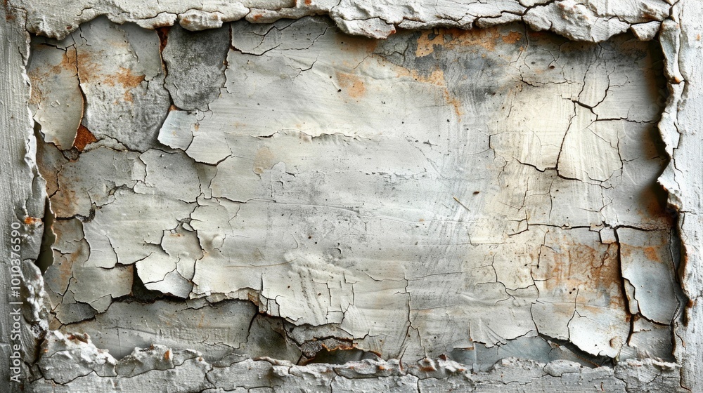 Cracked white paint on a textured surface. AI generative. . Cracked white paint on a textured surface. AI generative. .