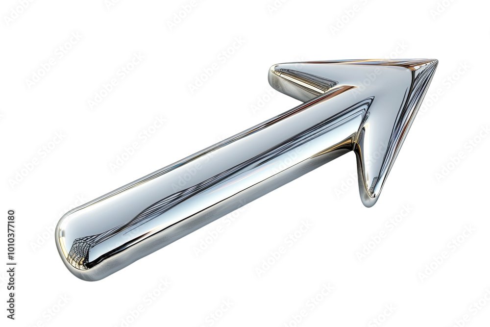 An arrow in metal on a transparent background. An arrow in metal on a transparent background.