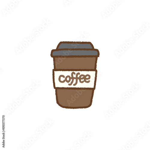 シンプルなテイクアウトコーヒーの手書き風イラスト