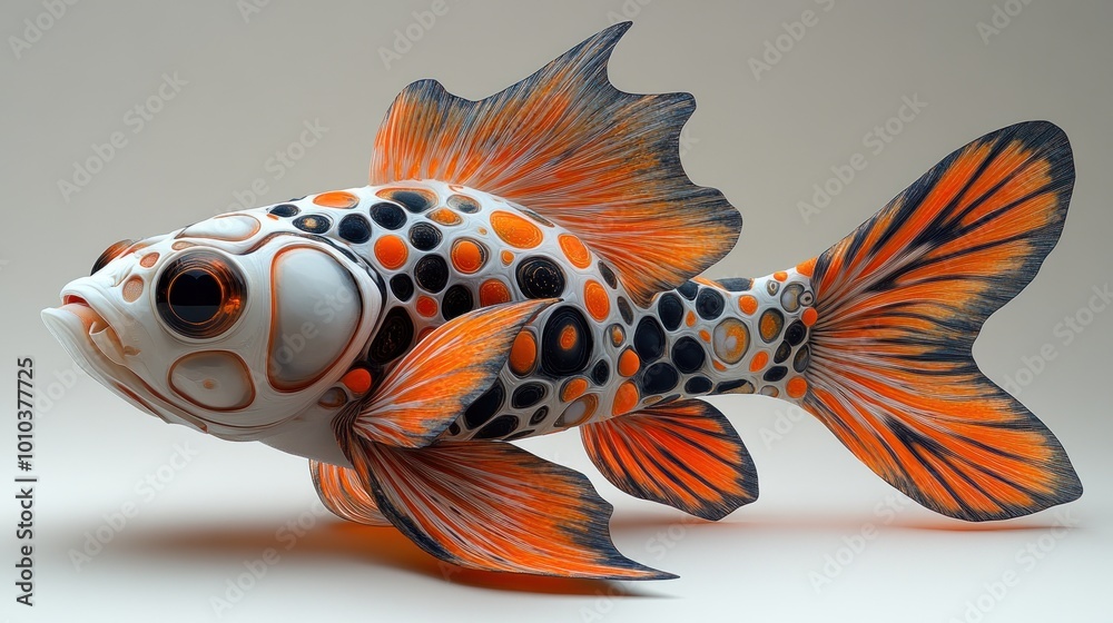 Colorful artistic fish sculpture with vibrant patterns and details. Colorful artistic fish sculpture with vibrant patterns and details.