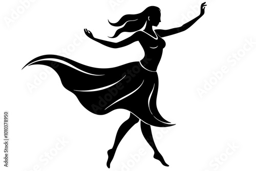 Lively Salsa Dancer Silhouette Mid-Twirl Capturing Energy and Movement