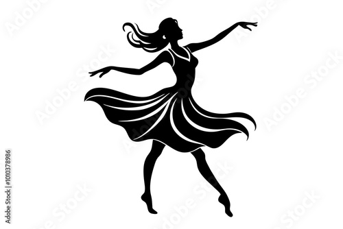 Lively Salsa Dancer Silhouette Mid-Twirl Capturing Energy and Movement