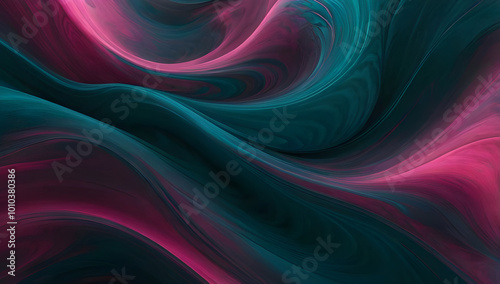 Fluid abstract swirls of teal and magenta hues