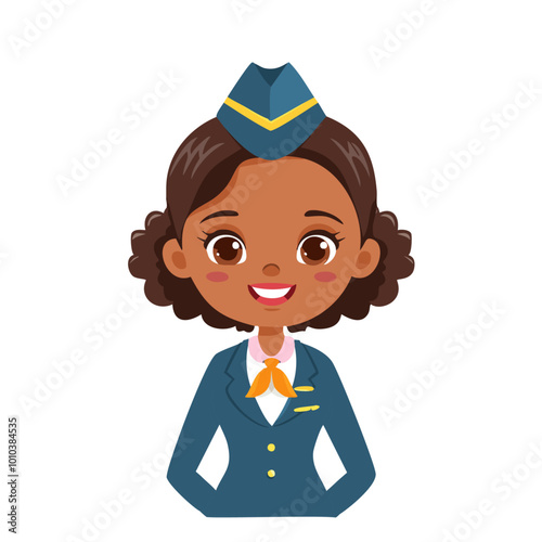 Air Hostess Cute Worker Work Job Profession Professional Occupation Cartoon Character
